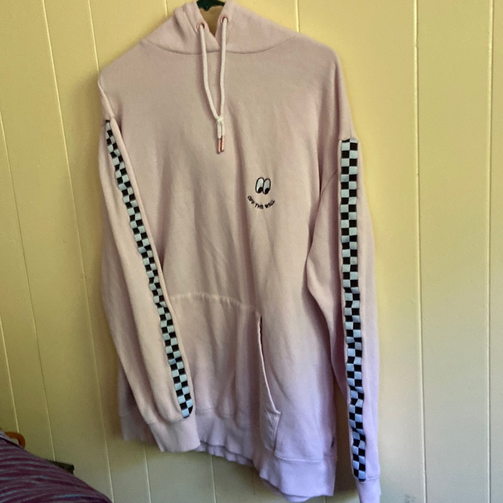 Pink Hoodie with Checkered Sleeves